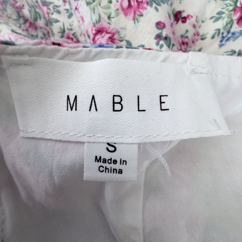 mable floral corset bodice mini bubble hem fairycore white, pink women's dress S - Picture 4 of 7